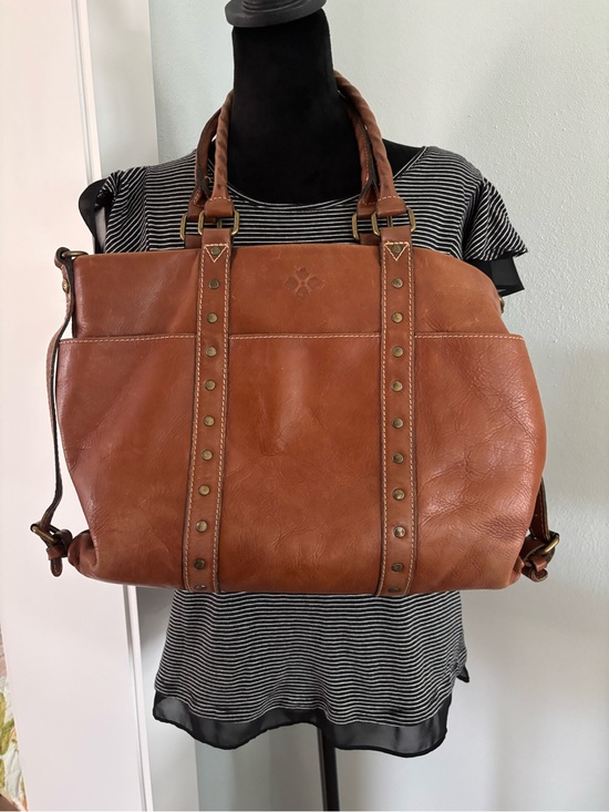 Patricia Nash Handbags - Patricia Nash Carducci Cognac Brown Studded Leather Tote